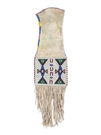 Northern Plains Beaded Hide Tobacco Bag, with Horse Tracks