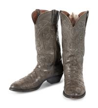 Lucchese Gray-Green Full Quill Ostrich Boots