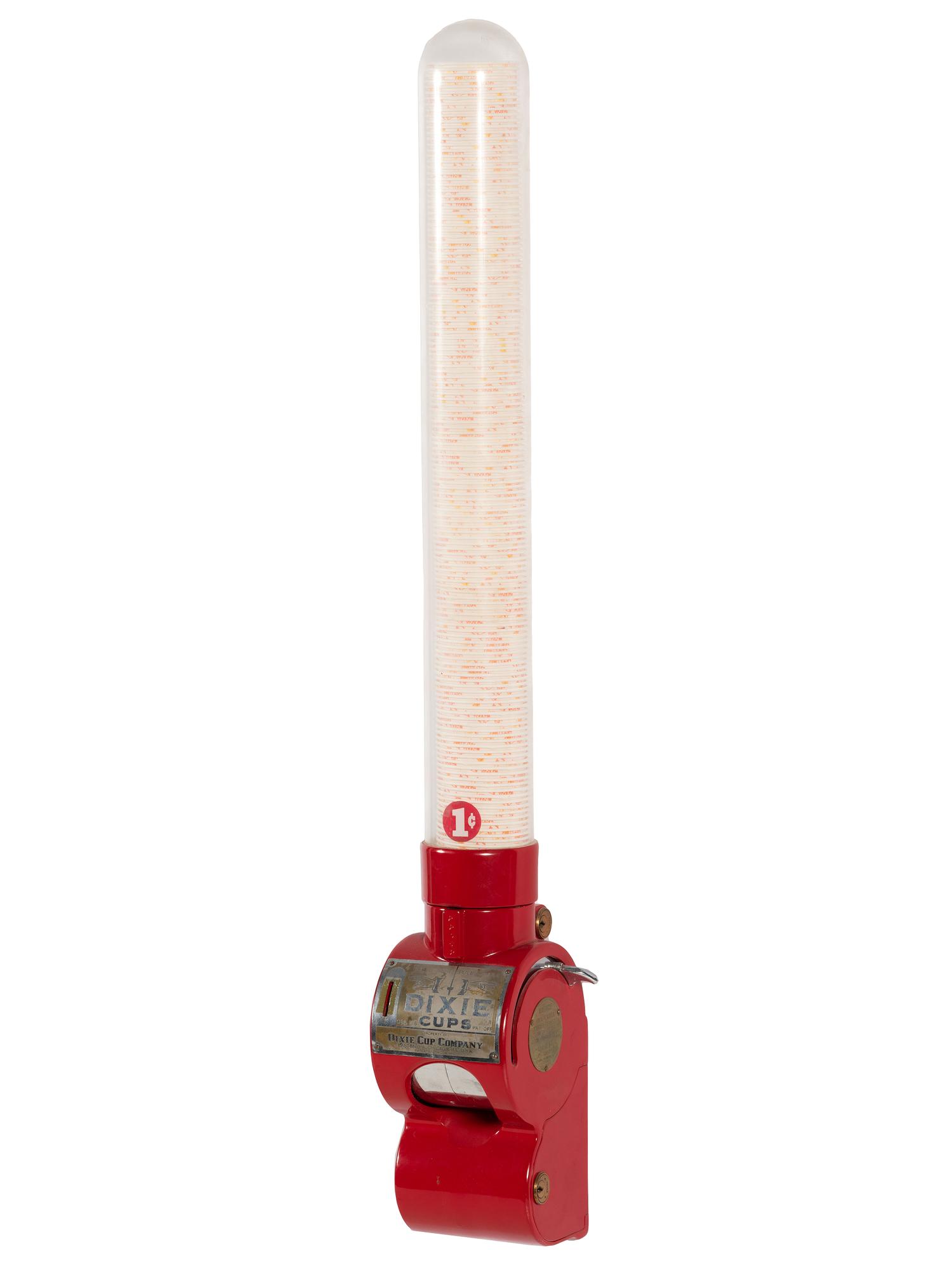 A Dixie Cup Co. One Cent Wall Mounted Cup Dispenser