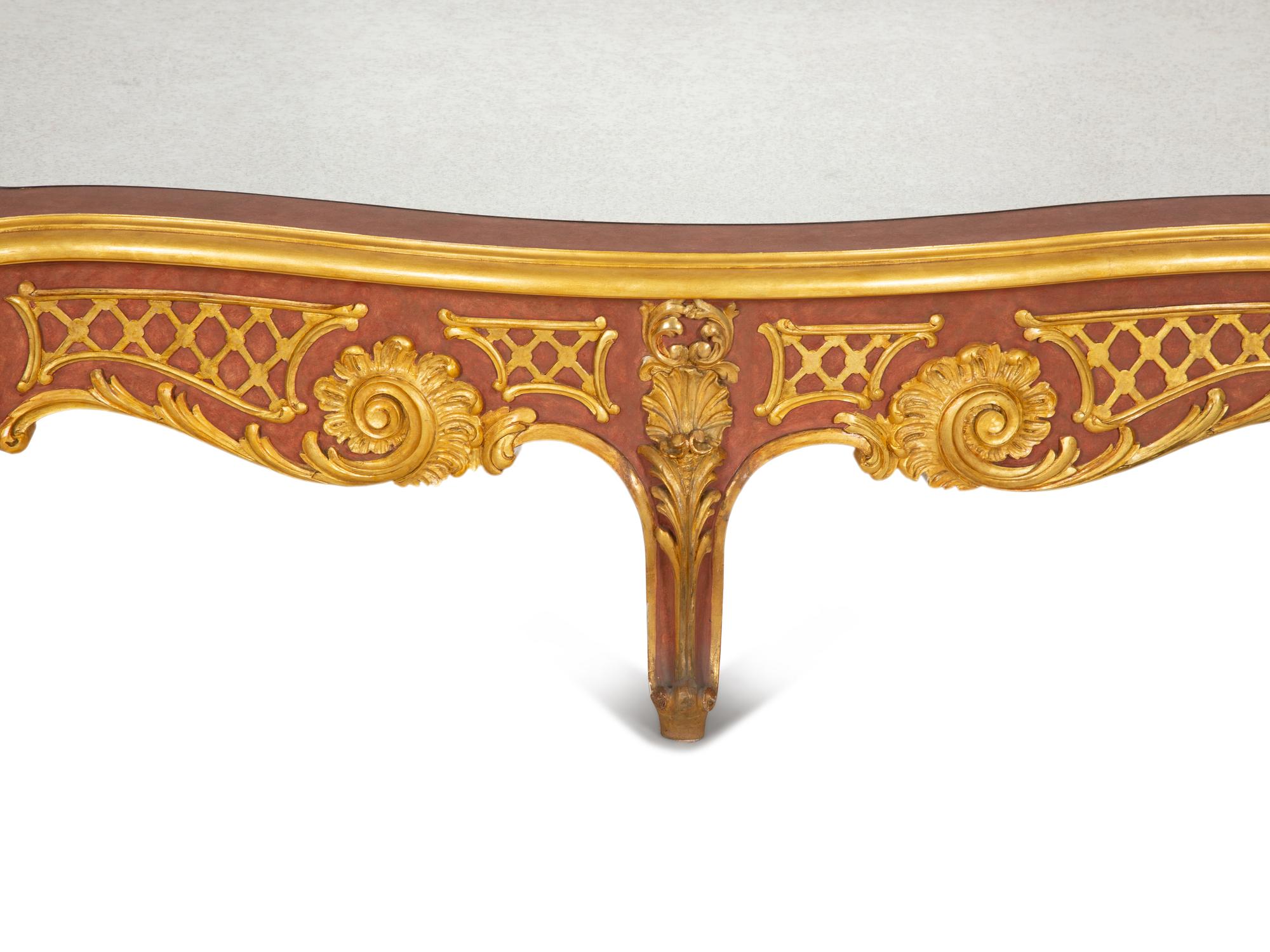 A Louis XV Style Painted and Parcel Gilt Low Coffee Table