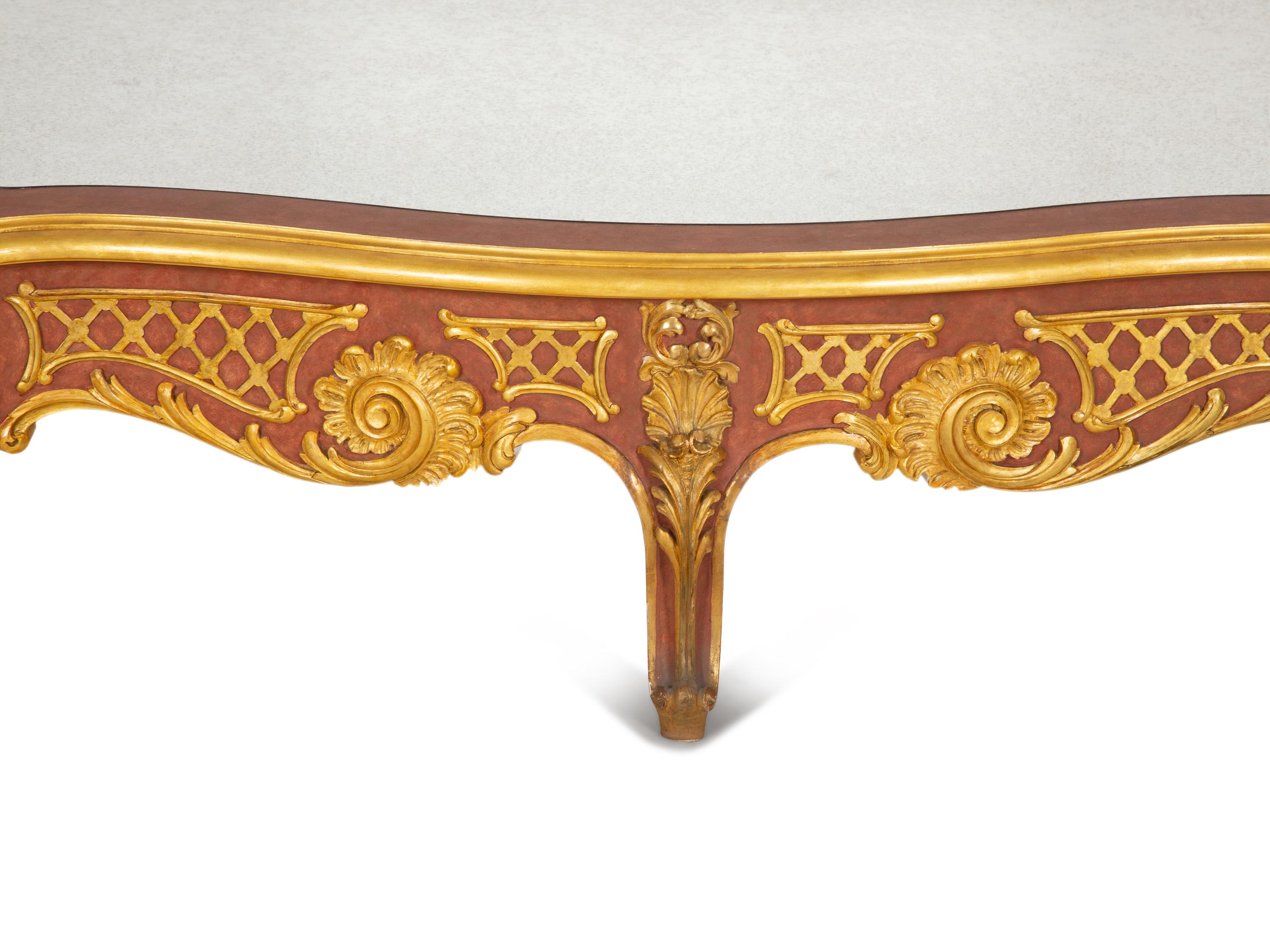 A Louis XV Style Painted and Parcel Gilt Low Coffee Table