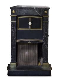 A French Tole and Marble Stove Height 40 inches.