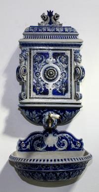 A German Stoneware Lavabo and Basin Height of lavabo 18 1/2 inches. — EARLY 20TH CENTURY