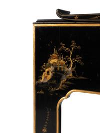 A Georgian Style Black Japanned Fireplace Mantel