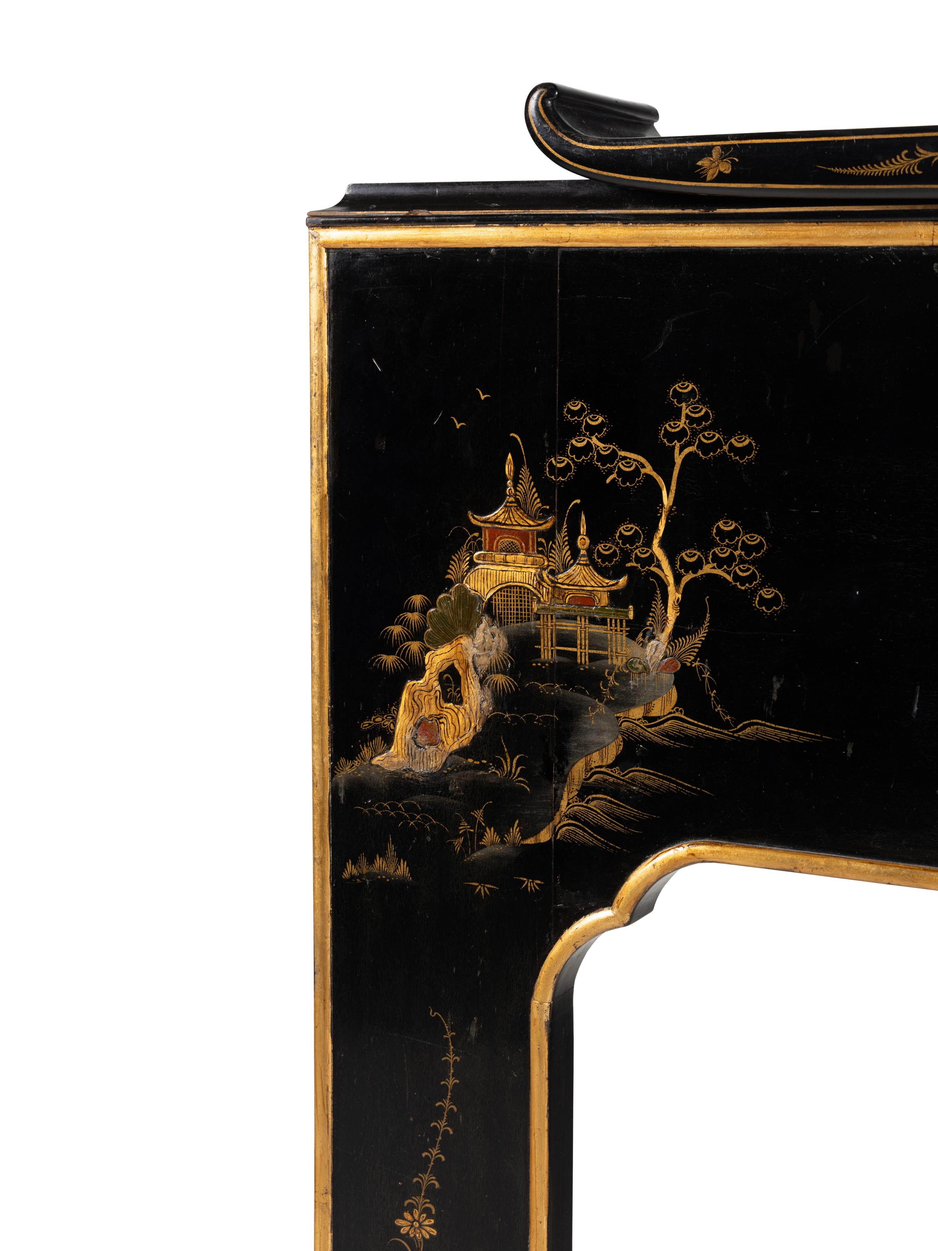A Georgian Style Black Japanned Fireplace Mantel