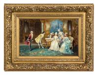 J. Gora, 19th Century, Aristocratic Figures in an Interior
