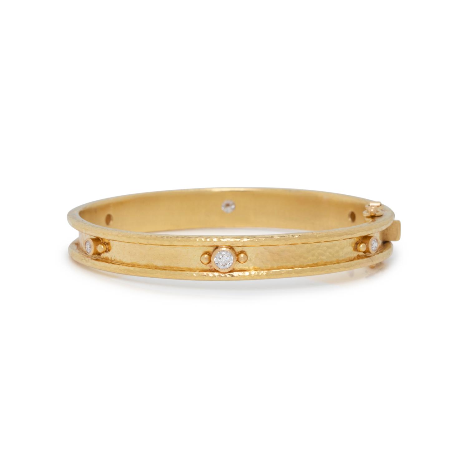 ELIZABETH LOCKE, YELLOW GOLD AND DIAMOND BANGLE BRACELET