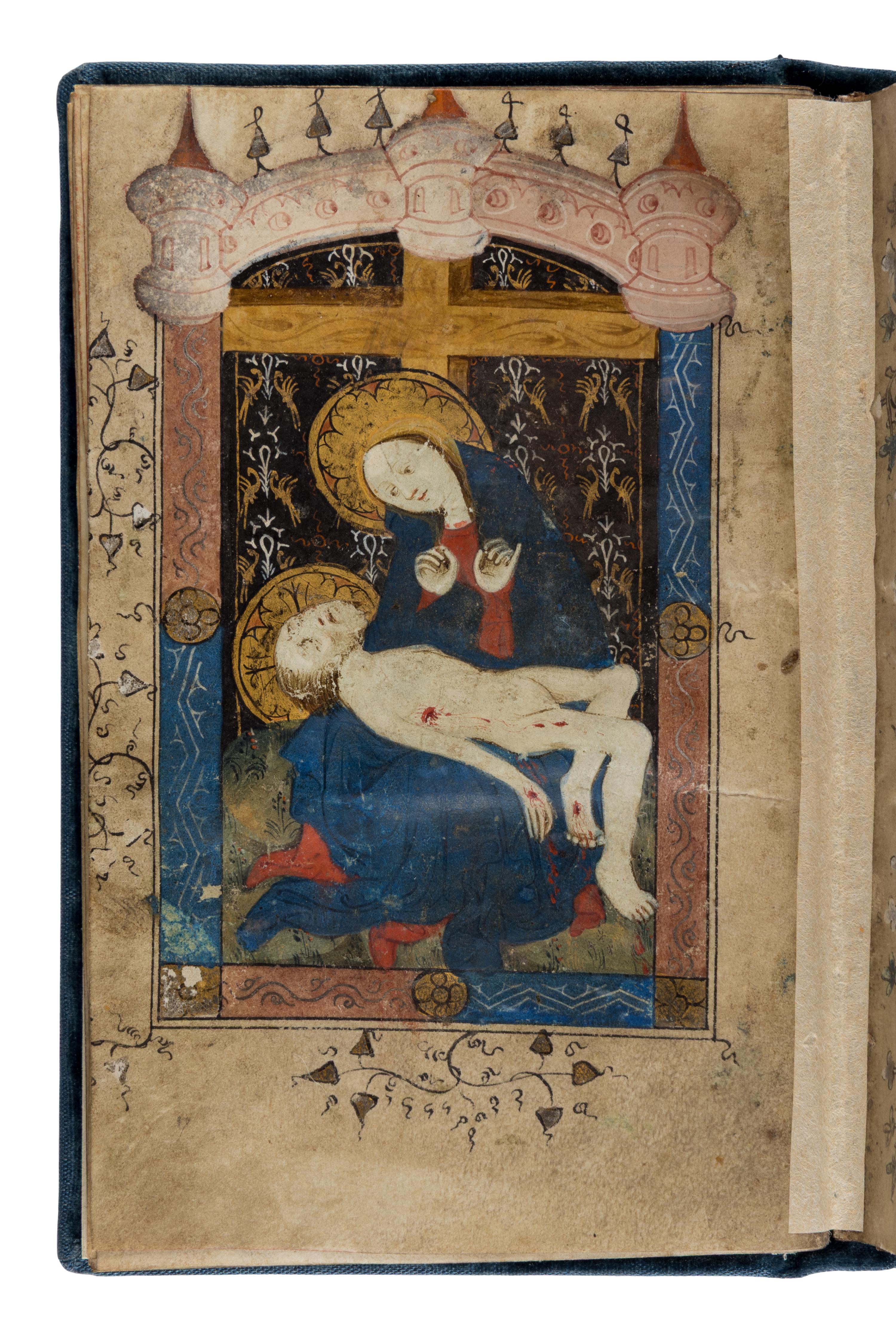 PINK CANOPIES GROUP (Bruges, active c. 1390-1400) with ENGLISH ILLUMINATOR Book of Hours, in Latin, illuminated manuscript on parchment [Southern Netherlands, Bruges ?, c. 1390–1400 and England c. 1400]