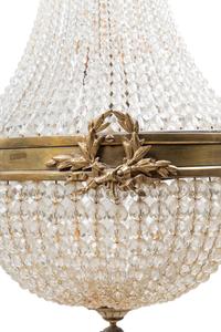 An Empire Style Gilt Metal and Beaded Glass Chandelier