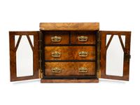 An English Burl Walnut Gentleman's Jewelry Case