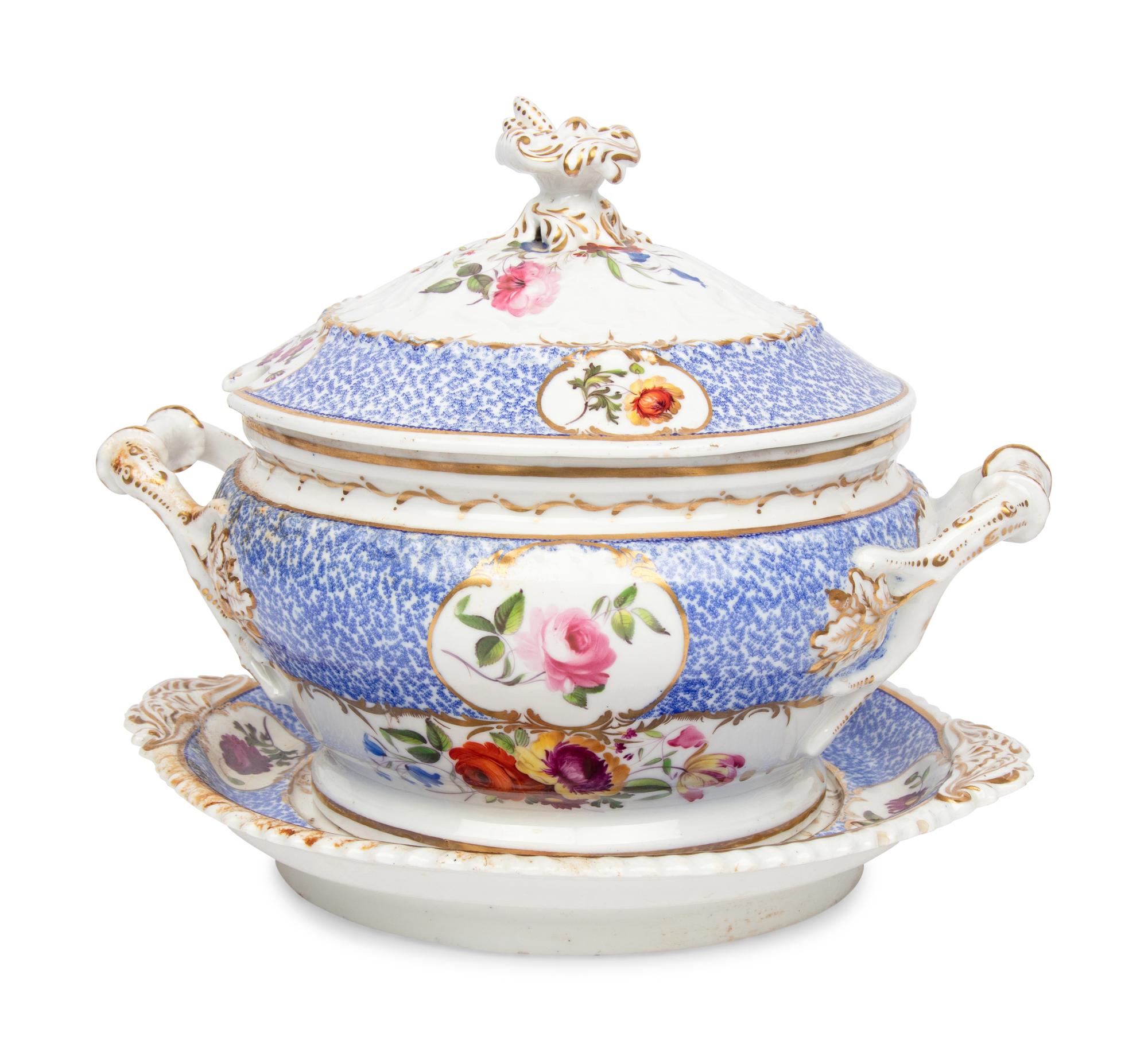 A Coalport Porcelain Tureen and Underplate