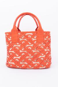 Nancy Gonzalez Cut and Woven Alligator and Canvas Bag, c. 2018