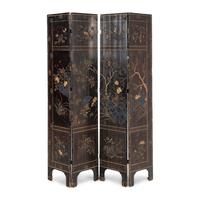 A Chinese Export Lacquer Four-Panel Floor Screen