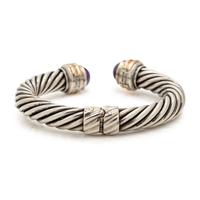 DAVID YURMAN, STERLING SILVER, YELLOW GOLD AND AMETHYST 'CABLE CLASSICS' CUFF BRACELET