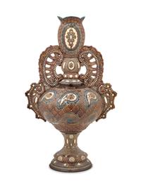 A Continental Polychrome Glazed Stoneware Vase