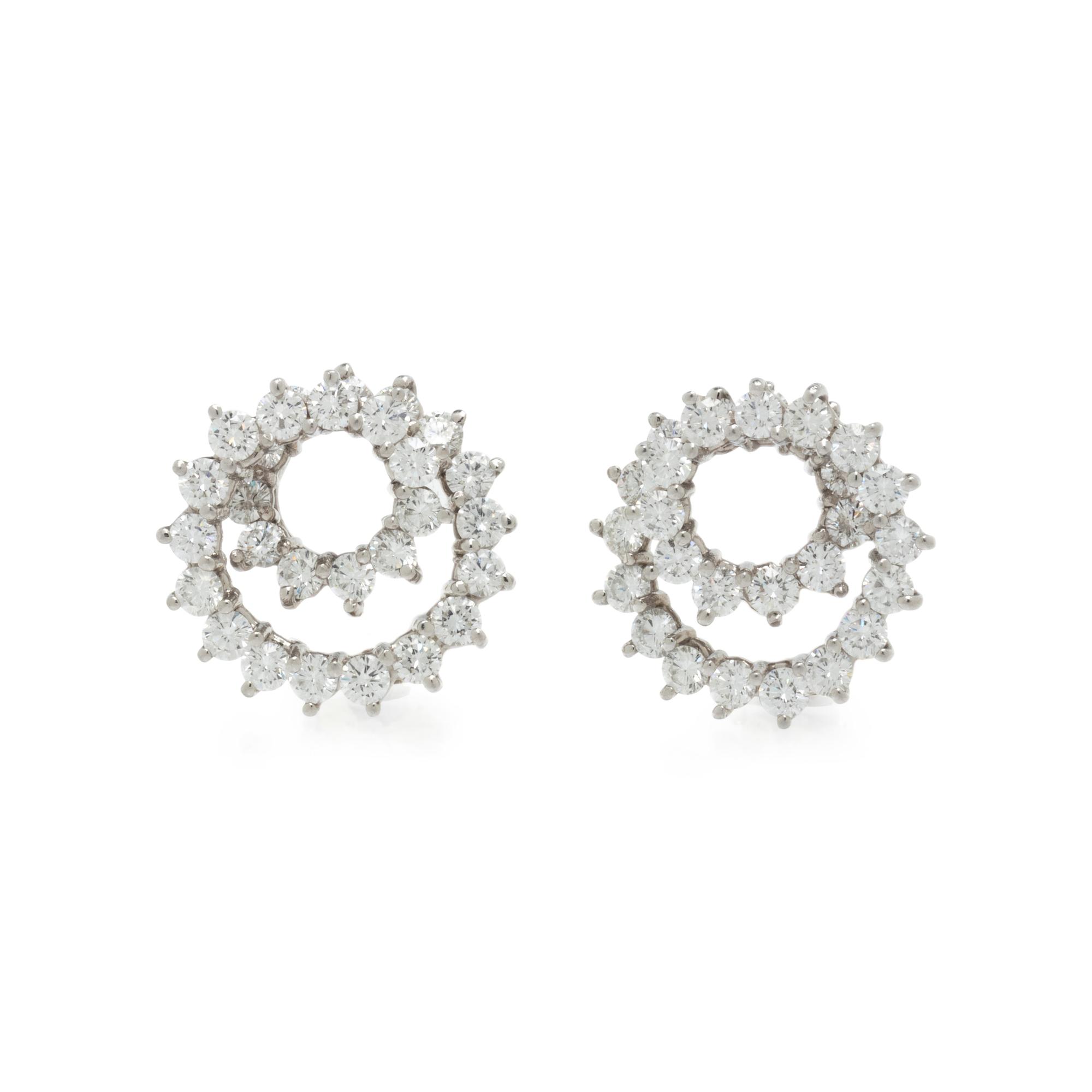 TIFFANY & CO., DIAMOND AND PLATINUM 'SWIRL' CLIP EARRINGS