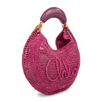 CHLOÉ, SUMMER BANANA HOBO BAG IN MAGENTA RAFFIA
