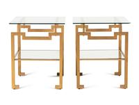 A Pair of Gilt and Mirrored Glass-Top Side Tables