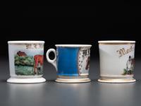 Three Livestock Related Porcelain Occupational Shaving Mugs