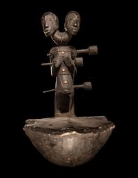 An African Harp with Figural Neck
