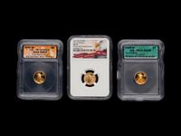 A Group of Three Gold Eagle $5 1/10 oz. Gold Mint and Proof Coins