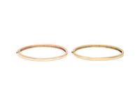 PAIR OF GOLD AND DIAMOND BANGLES