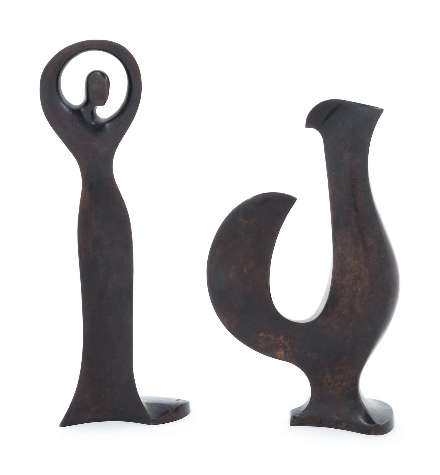 Two works: The Dancer, 1989 and Coq, 1987