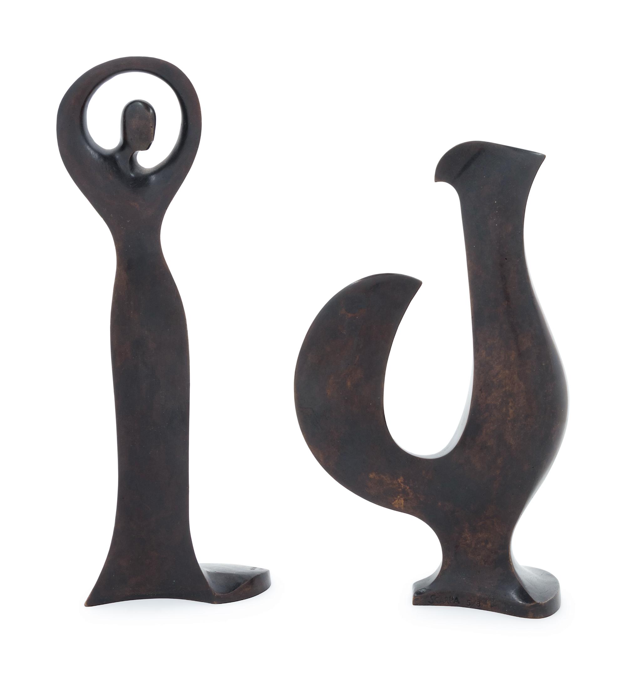 Two works: The Dancer, 1989 and Coq, 1987