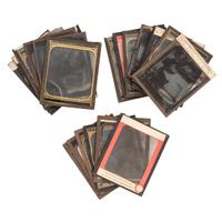 [EARLY PHOTOGRAPHY]. A group of magic lantern travel views in early wooden box, comprising: