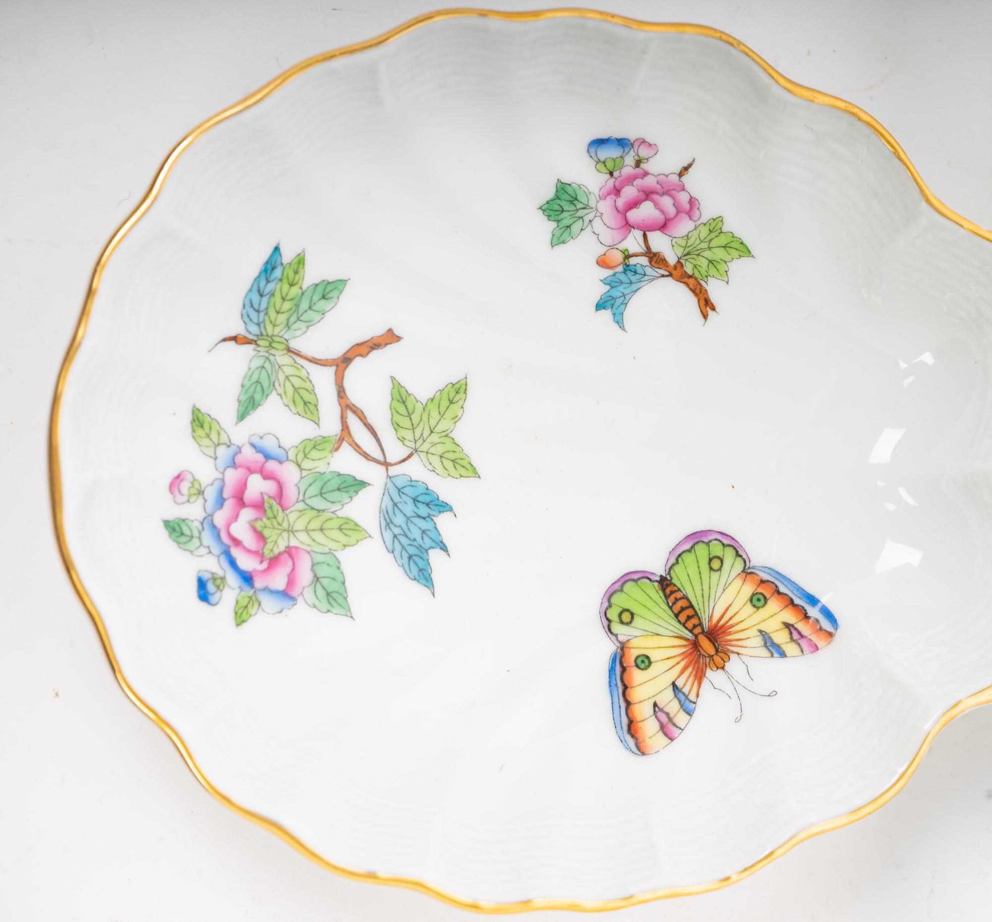 A Herend Queen Victoria Porcelain Three-Part Dish