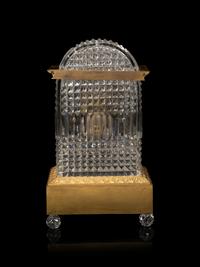 A Charles X Gilt Bronze and Cut Glass Mantel Clock