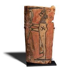 An Egyptian Painted Wood Sarcophagus Fragment