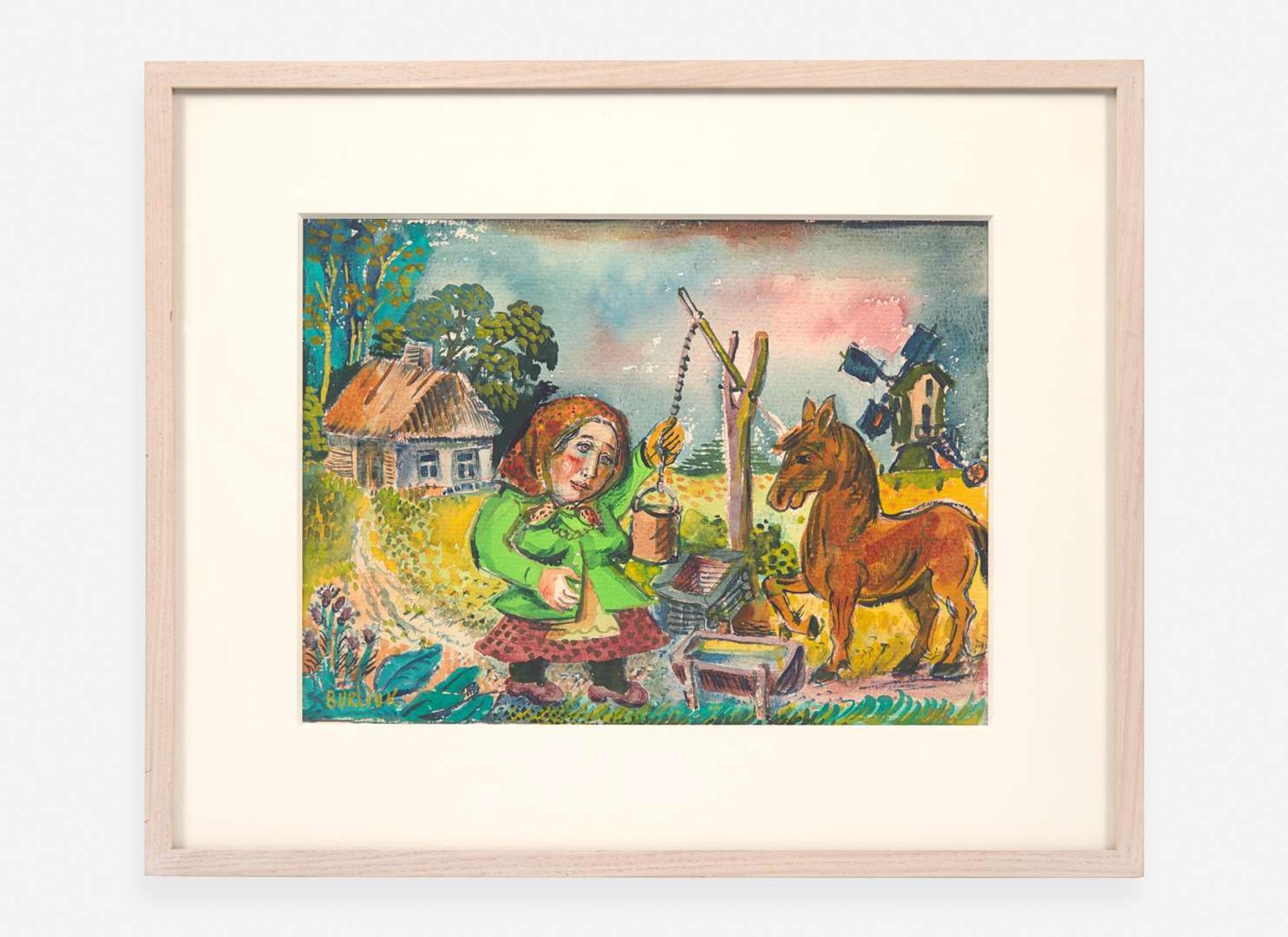David Burliuk (American/Ukrainian, 1882–1967) - Peasant and Horse