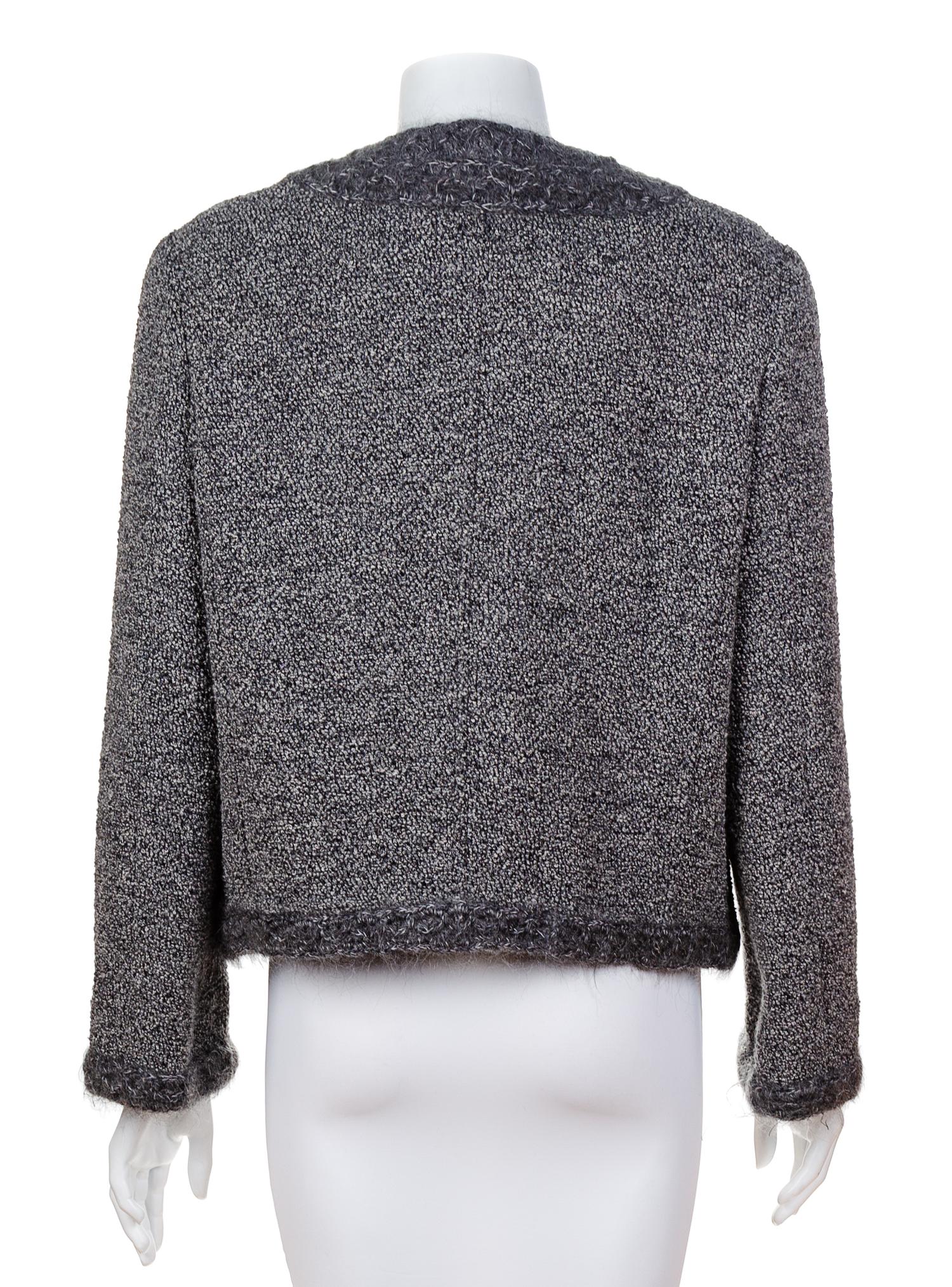 A Chanel Grey Tweed Boucle Jacket, No size.