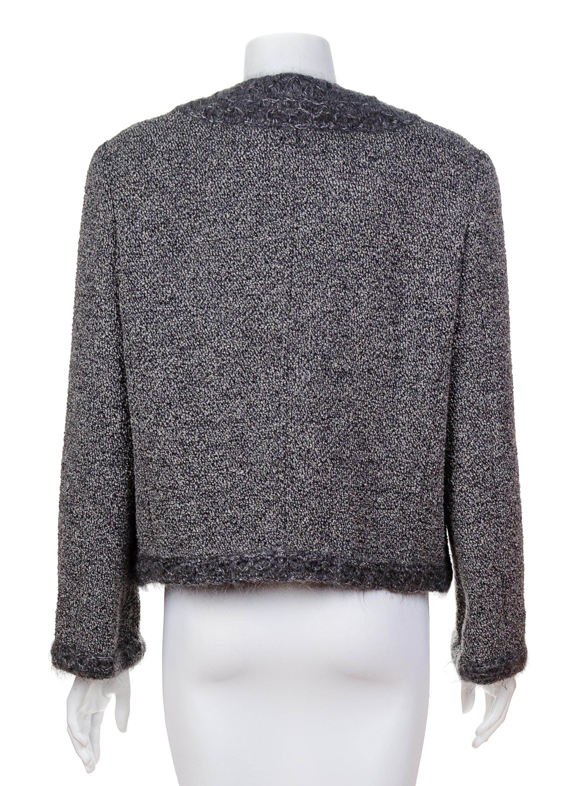 A Chanel Grey Tweed Boucle Jacket, No size.