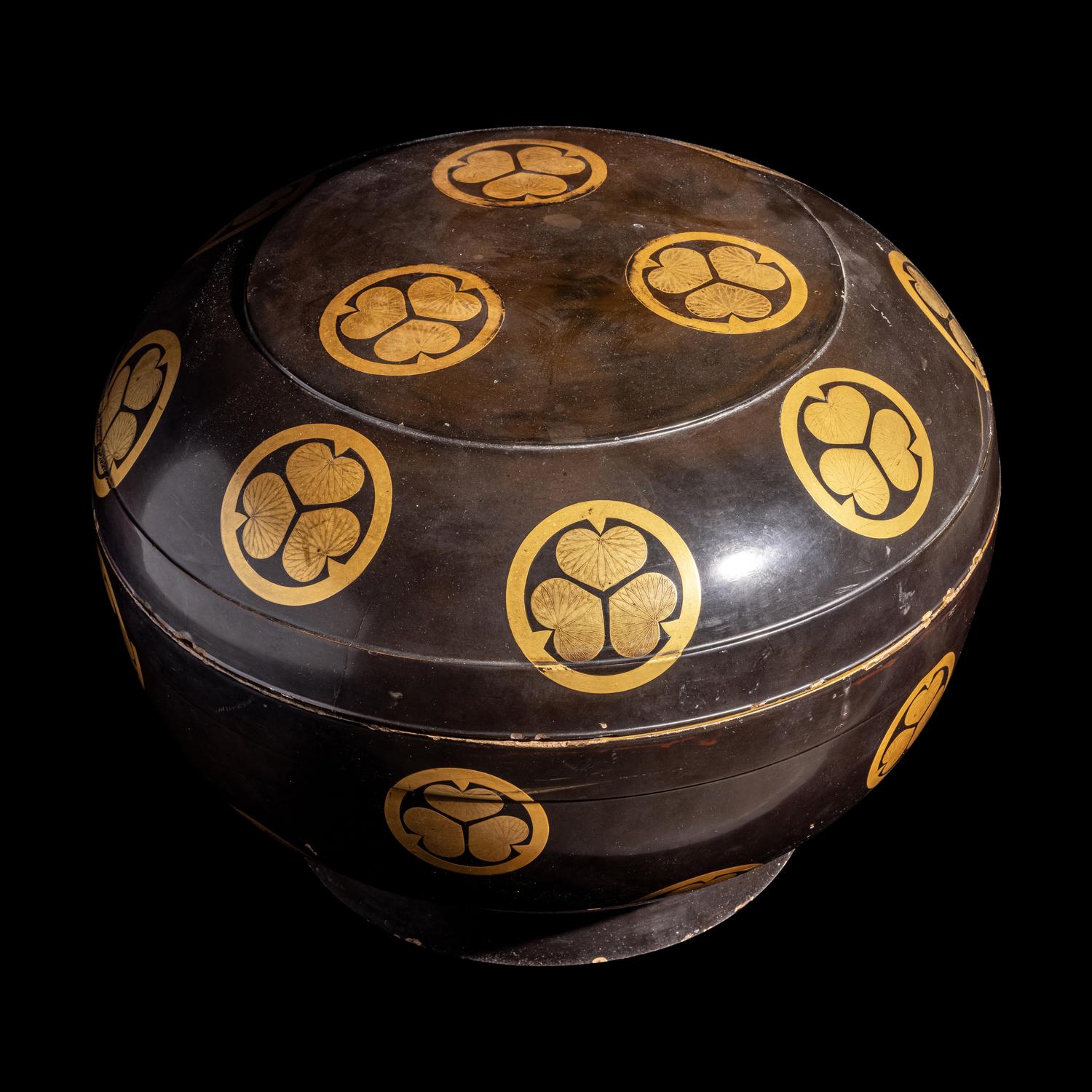 A Japanese Gilt Highlighted Dark Brown Lacquered Covered Box