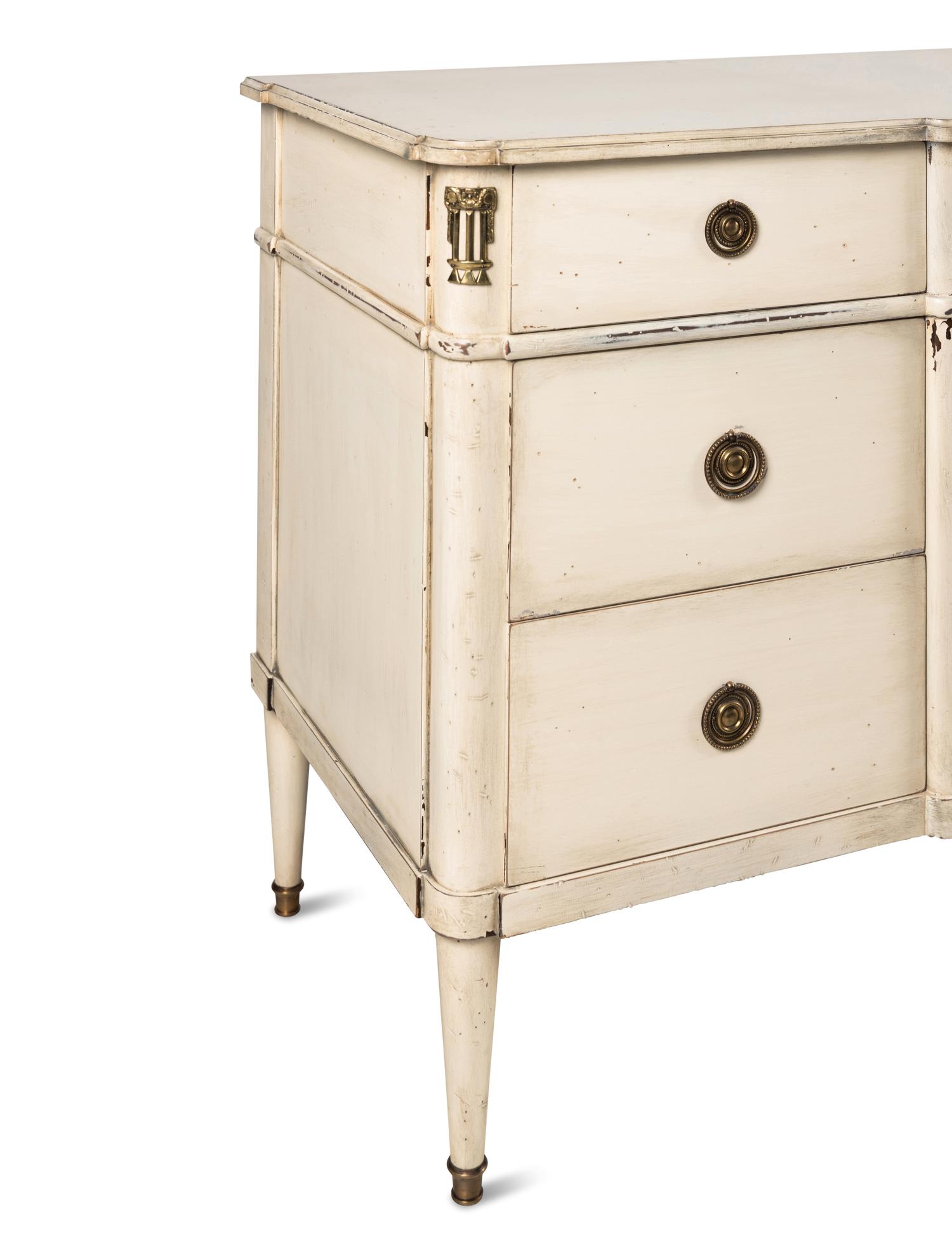 A White-Painted Breakfront Console Commode