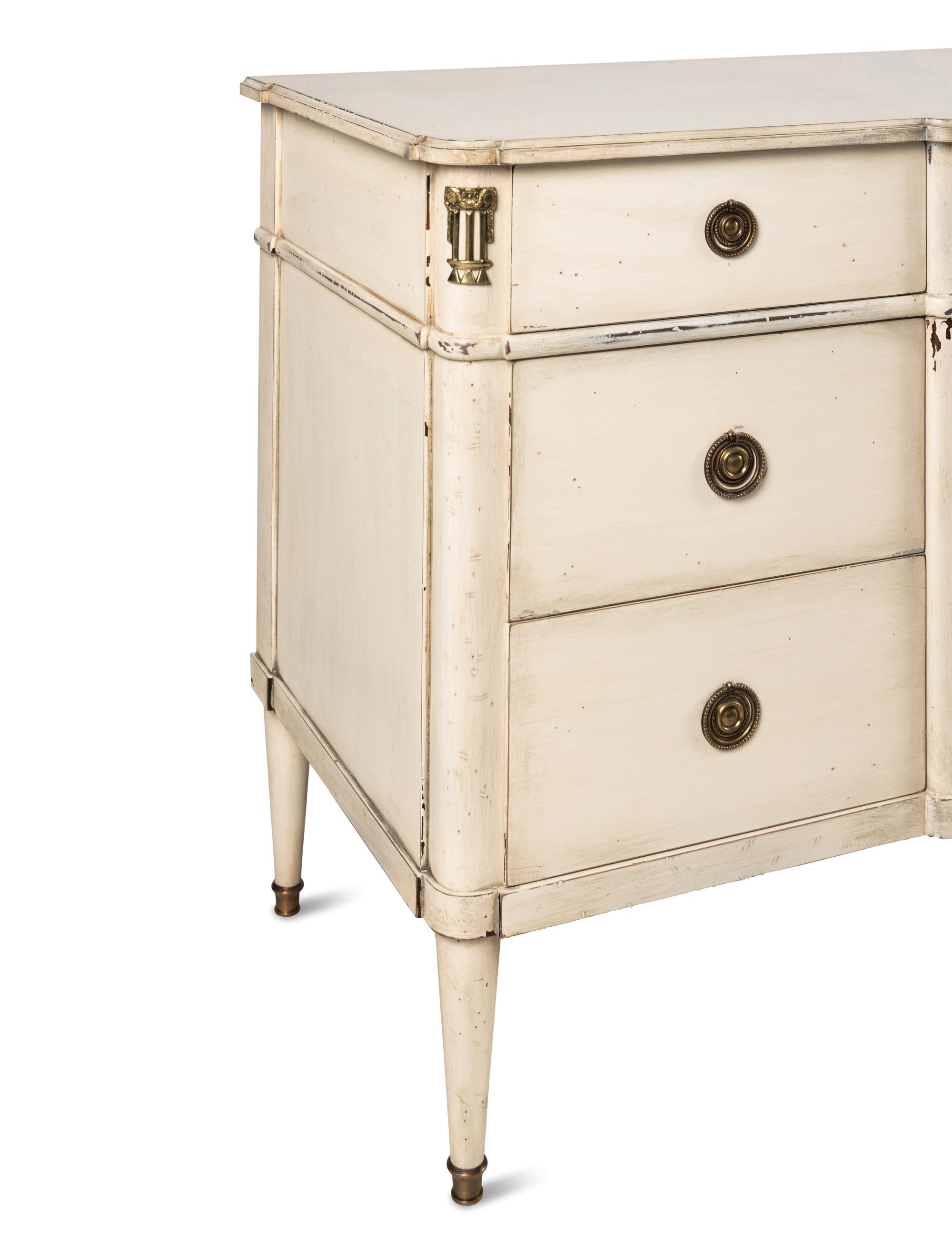 A White-Painted Breakfront Console Commode