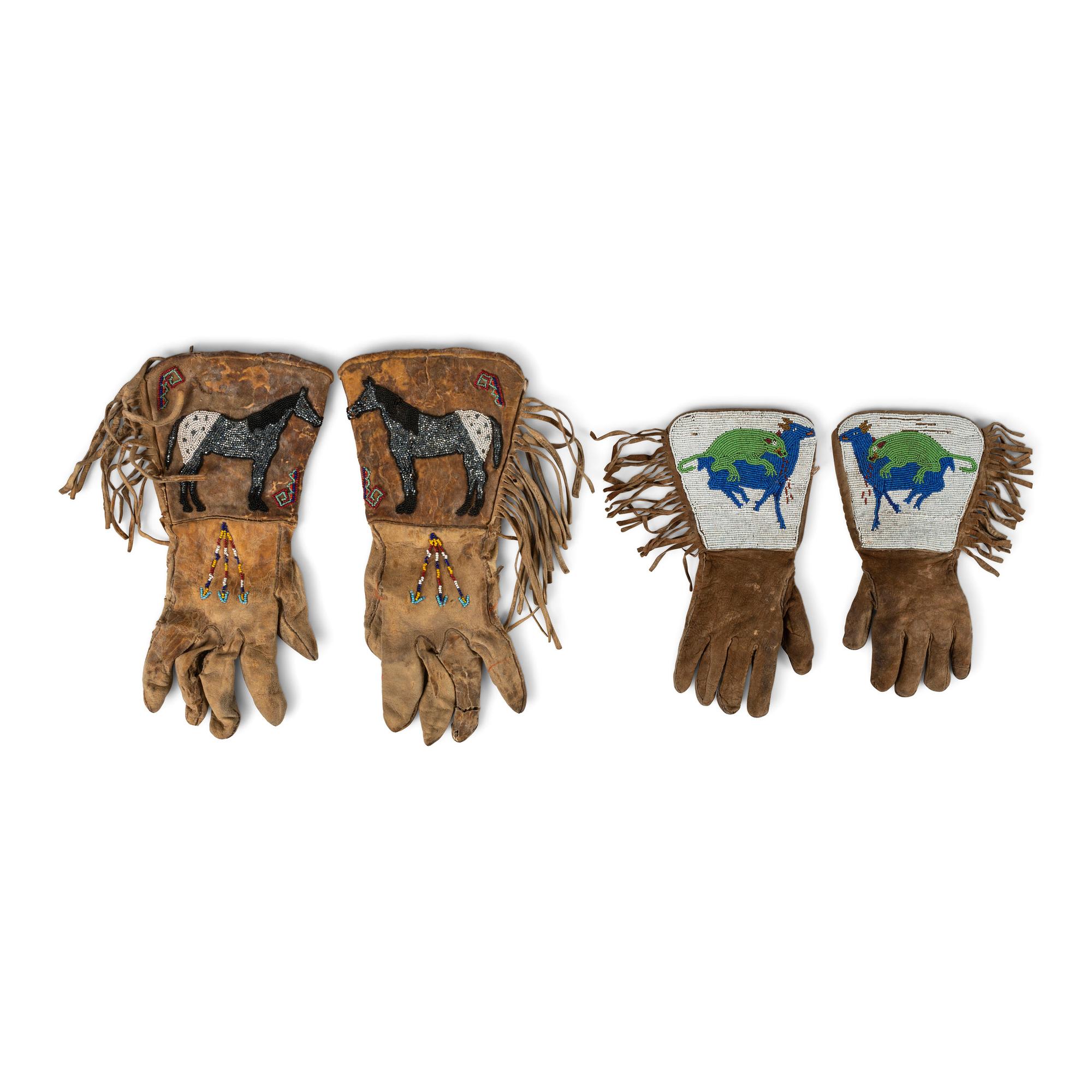 Plateau Beaded Hide Pictorial Gauntlets