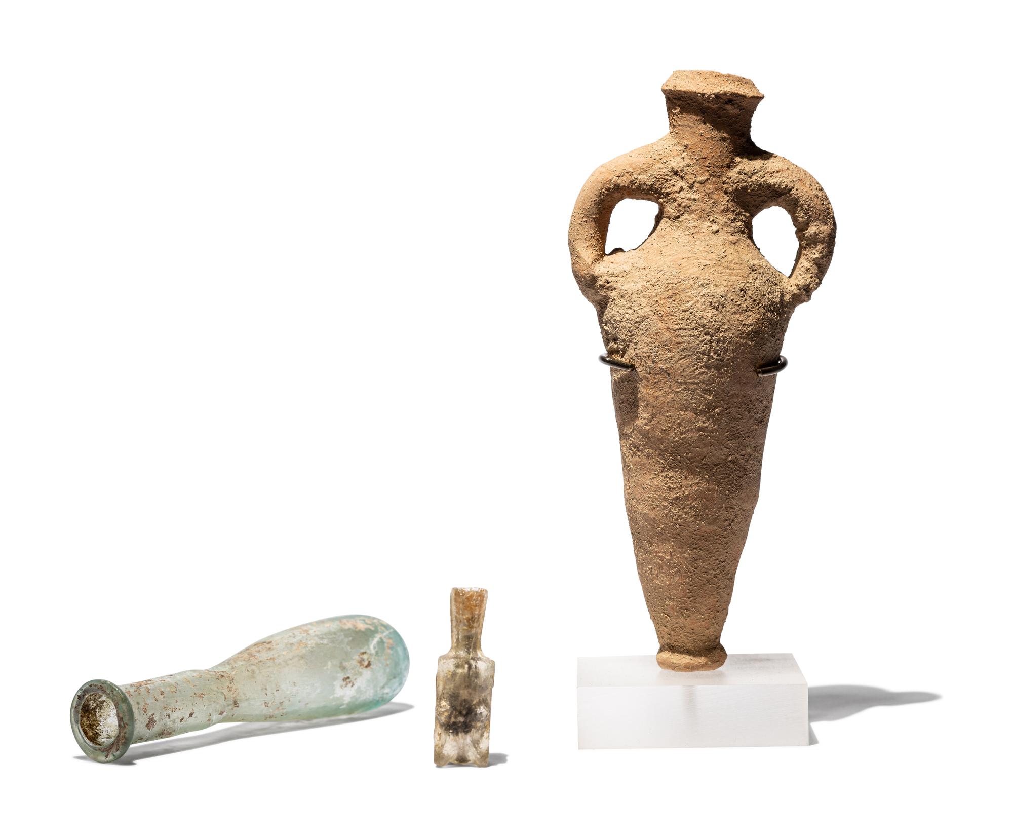 A Phoenician Glass Vessel, Roman Spindle and Islamic Glass