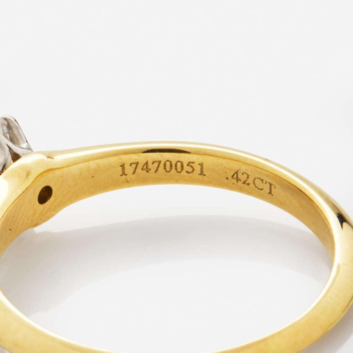 A Vintage Tiffany & Co. Diamond Ring 0.42 Carat Round Brilliant-Cut Diamond, GIA Certified