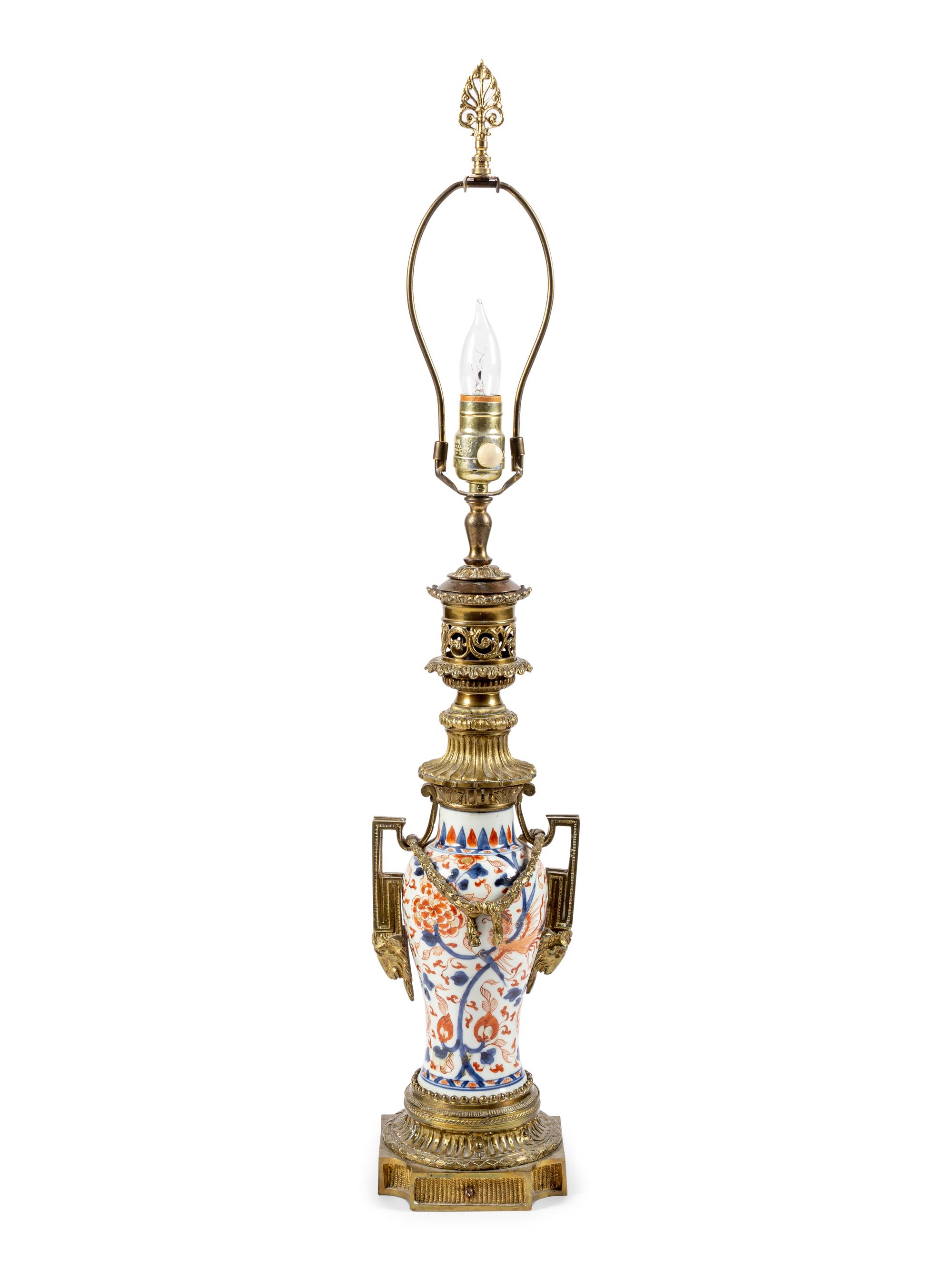 A French Gilt Bronze Mounted Japanese Porcelain Vase Mounted as a Lamp