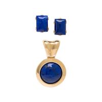 YELLOW GOLD AND LAPIS LAZULI EARRINGS AND PENDANT