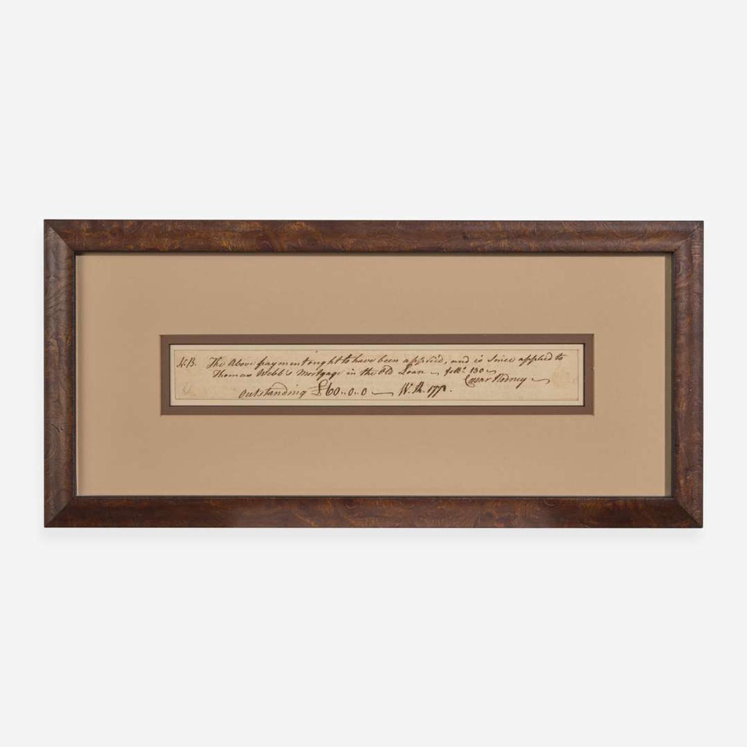 [Declaration of Independence] [Delaware] Rodney, Caesar Autograph Document Fragment, signed