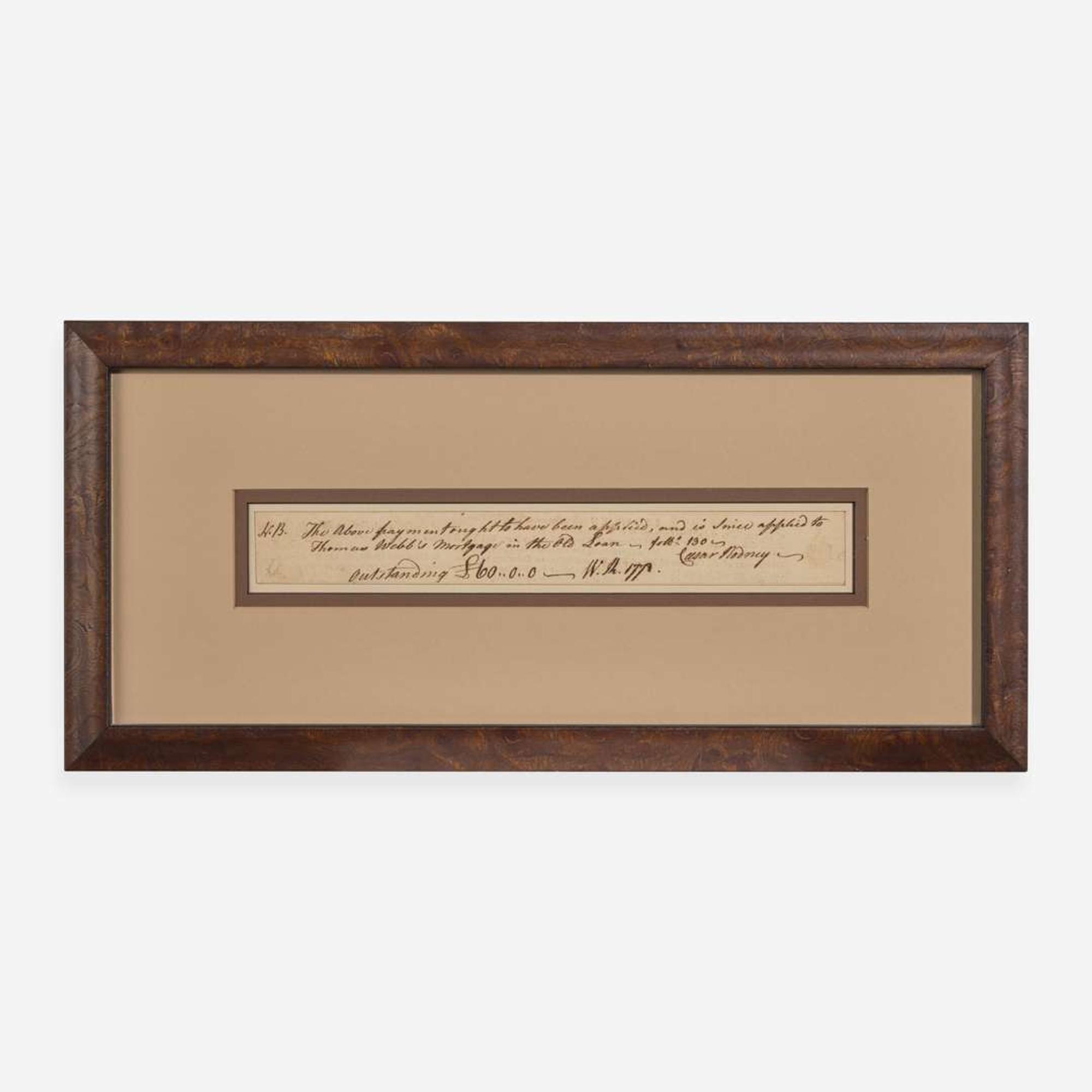 [Declaration of Independence] [Delaware] Rodney, Caesar Autograph Document Fragment, signed