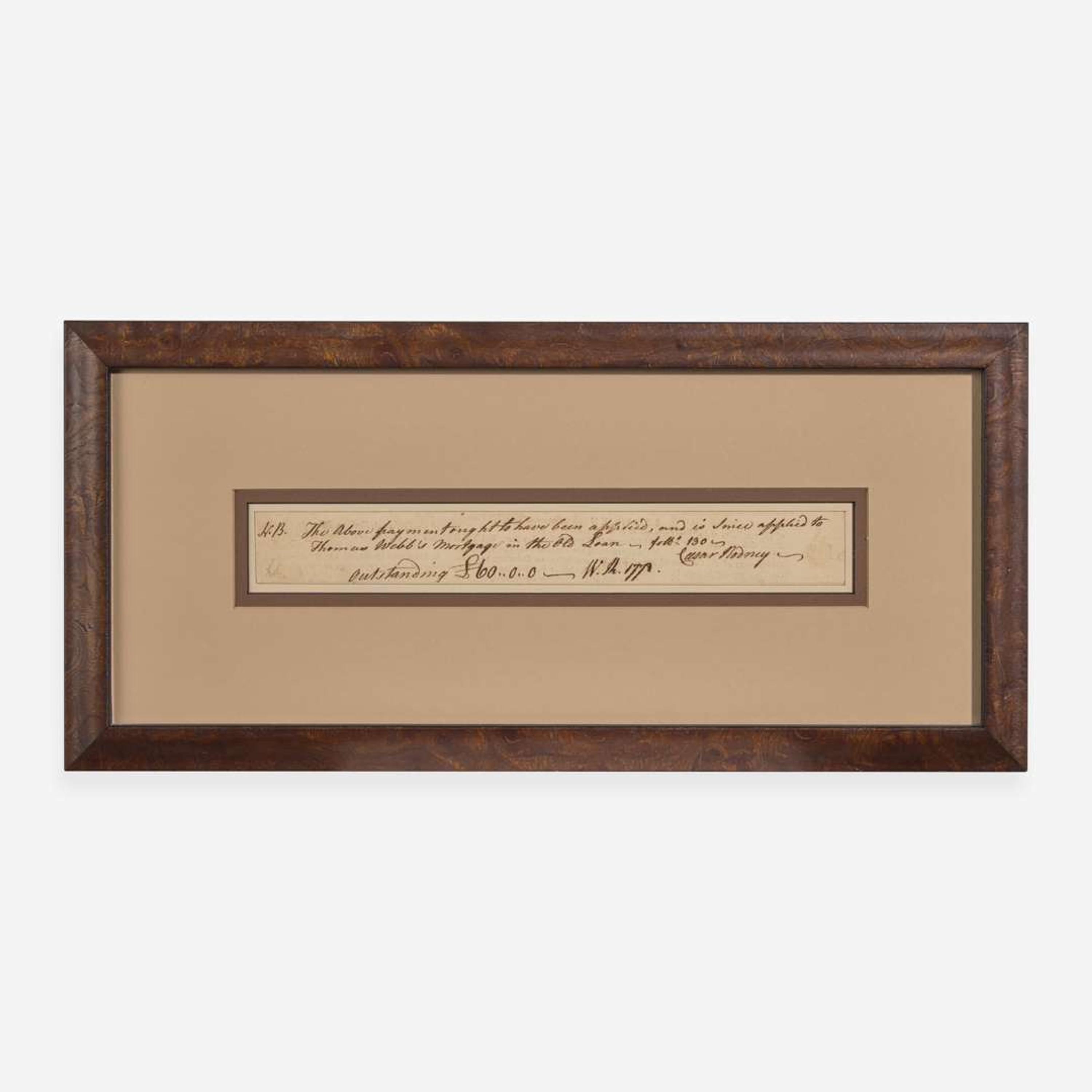 [Declaration of Independence] [Delaware] Rodney, Caesar Autograph Document Fragment, signed