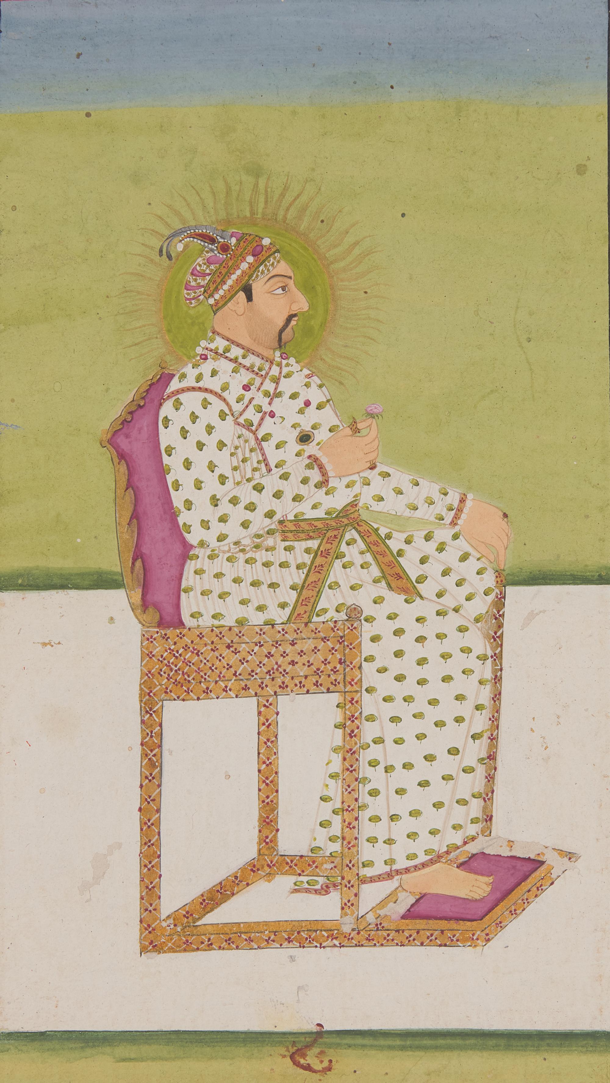 Four Mughal Style Indian Miniature Portraits — 莫臥兒風格細密畫四幅