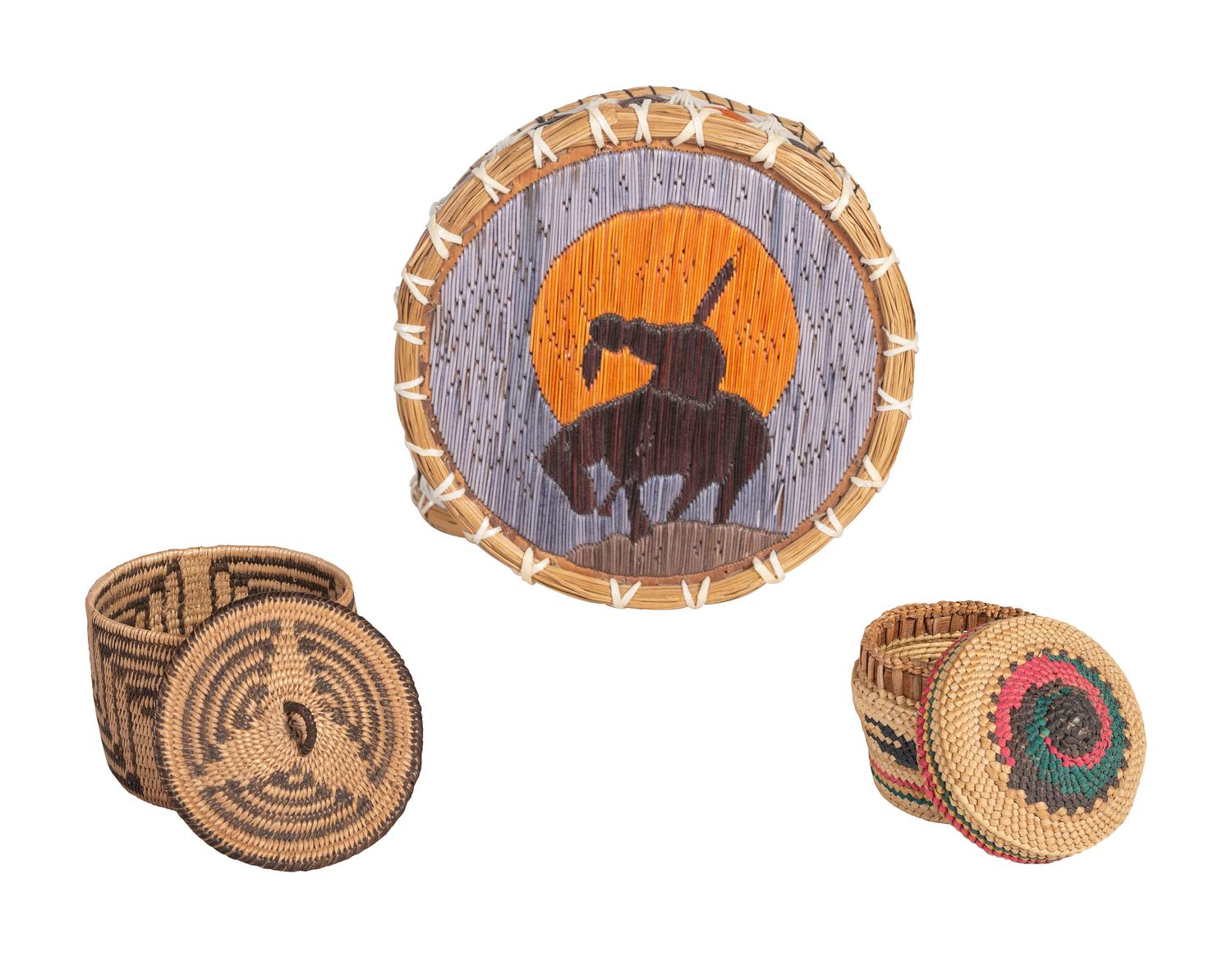 Assorted Group of Baskets and Navajo Silver