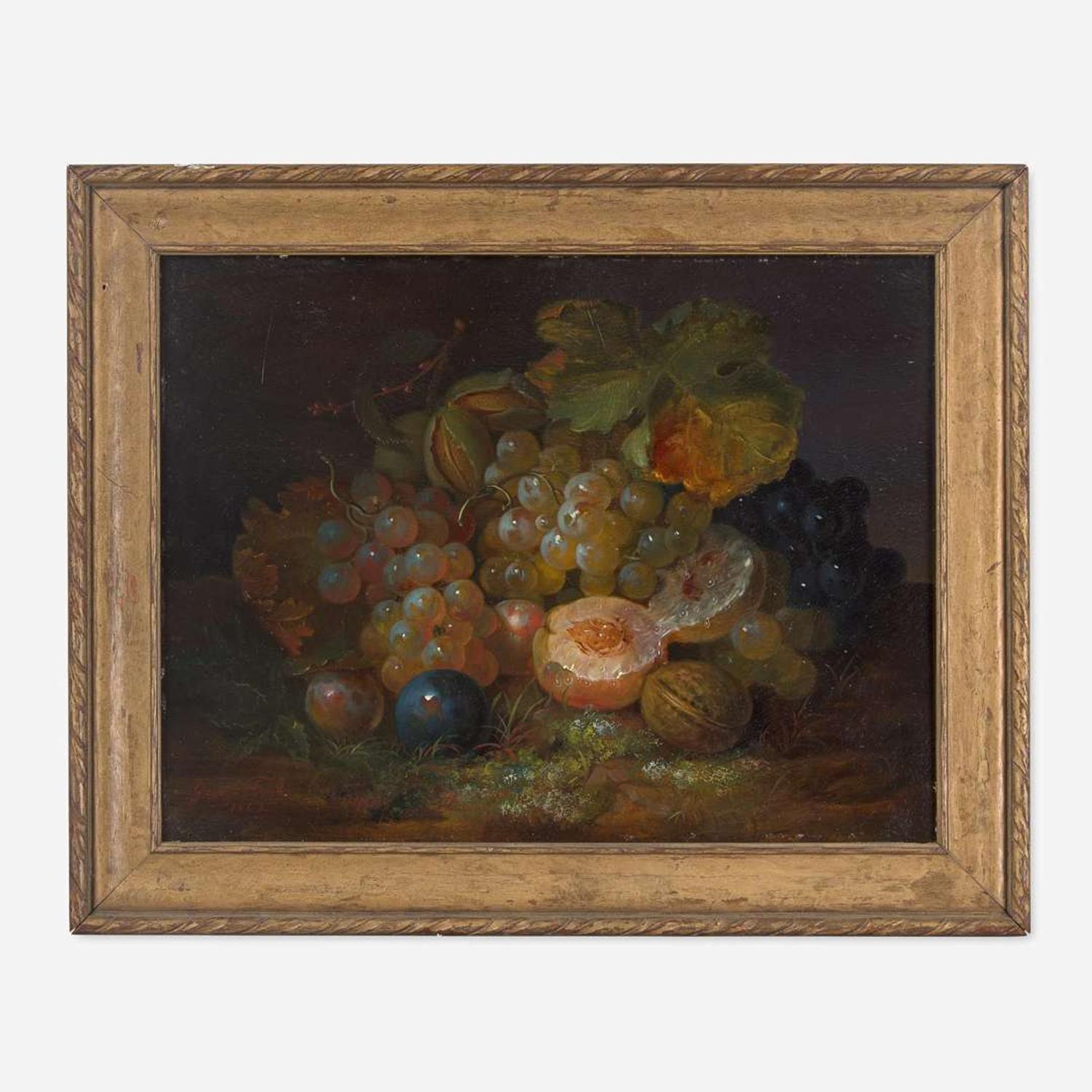 George Forster (American, 1817-1896) Still Life with Grapes, Plums and Almonds