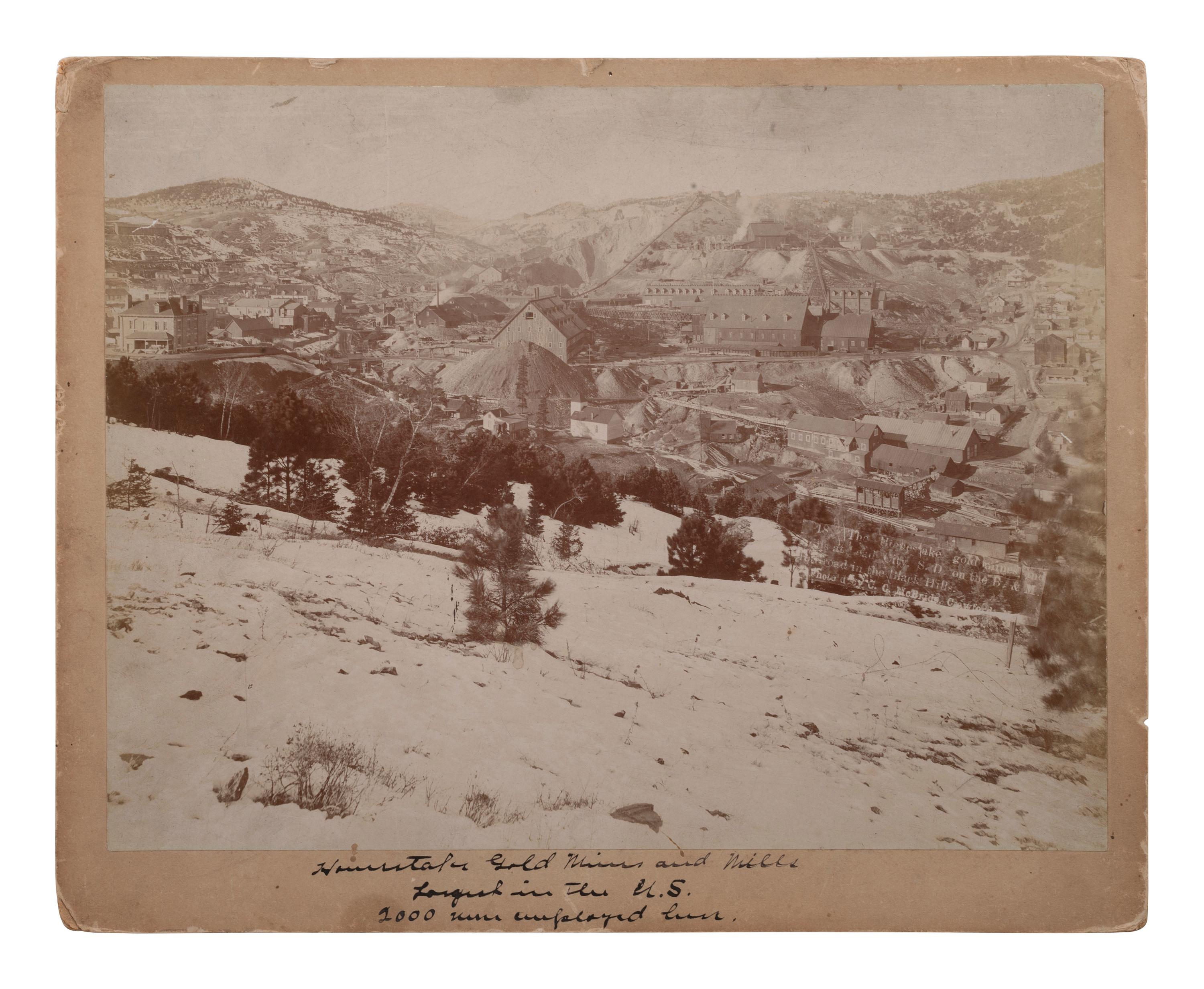 [WESTERN AMERICANA]. MCBRIDE, C.C., photographer. The Homestake gold mines and mills at Lead City, SD, on the B & M Railroad in the Black Hills . Crawford, NE, ca 1890s.